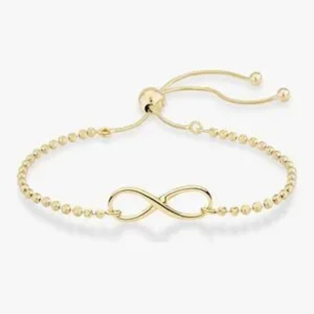 NEW?18Kt Yellow Gold Plated 925 Sterling Silver Infinity Adjustable Bracelet